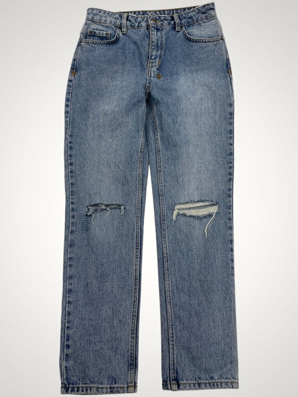 Ksubi Brooklyn Distressed Straight Mid Rise Jeans Women's Size 27 Fits 28x27